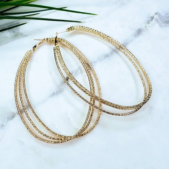 Jewelry - 5 for $25 Gold Color Extra Large Oval Hoops